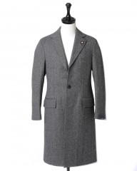 LARDINI(ラルディーニ)ウール5者混 ヘリンボーンバックシャン付きチェスターコート