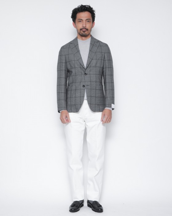 GIAMPAOLOハウンドトゥースウインドウペン シングルジャケット【MURAT】01l