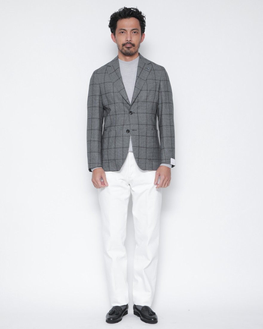 GIAMPAOLOハウンドトゥースウインドウペン シングルジャケット【MURAT】01l
