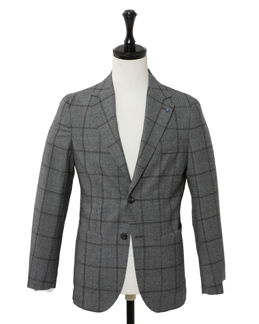 GIAMPAOLOハウンドトゥースウインドウペン シングルジャケット【MURAT】c0
