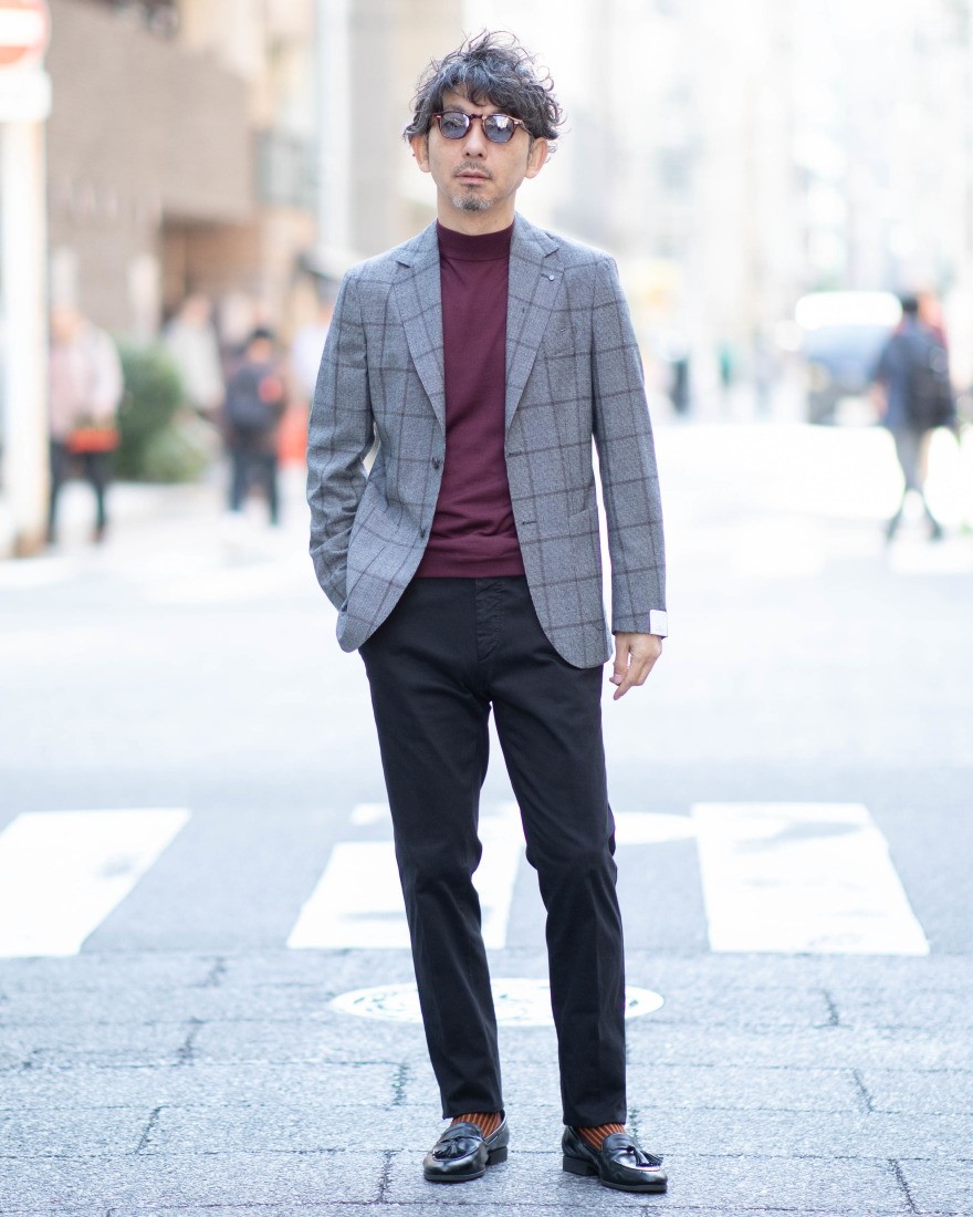 GIAMPAOLOハウンドトゥースウインドウペン シングルジャケット【MURAT】ma