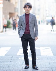 GIAMPAOLOハウンドトゥースウインドウペン シングルジャケット【MURAT】mb_ma