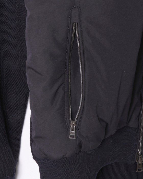 Herno異素材コンビ フーデッドニットブルゾン【Herno】07l