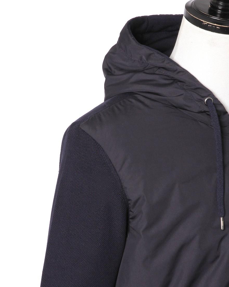 Herno異素材コンビ フーデッドニットブルゾン【Herno】08l