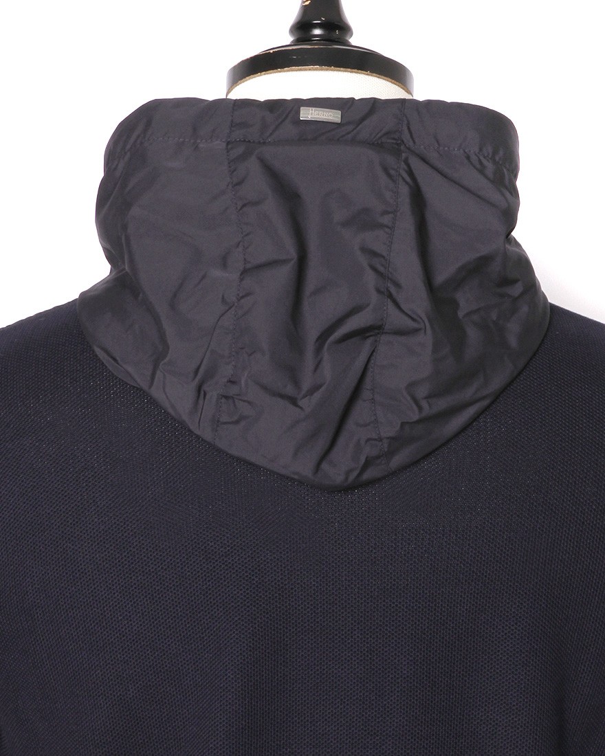 Herno異素材コンビ フーデッドニットブルゾン【Herno】09l