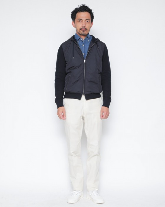 Herno異素材コンビ フーデッドニットブルゾン【Herno】01l