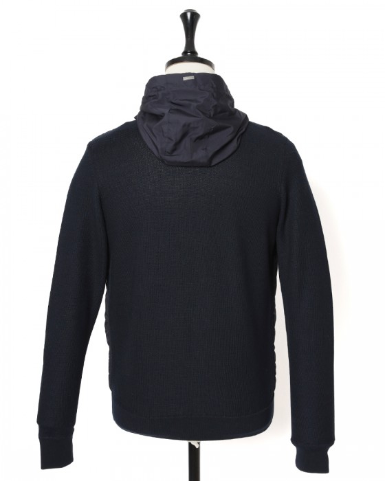 Herno異素材コンビ フーデッドニットブルゾン【Herno】04l