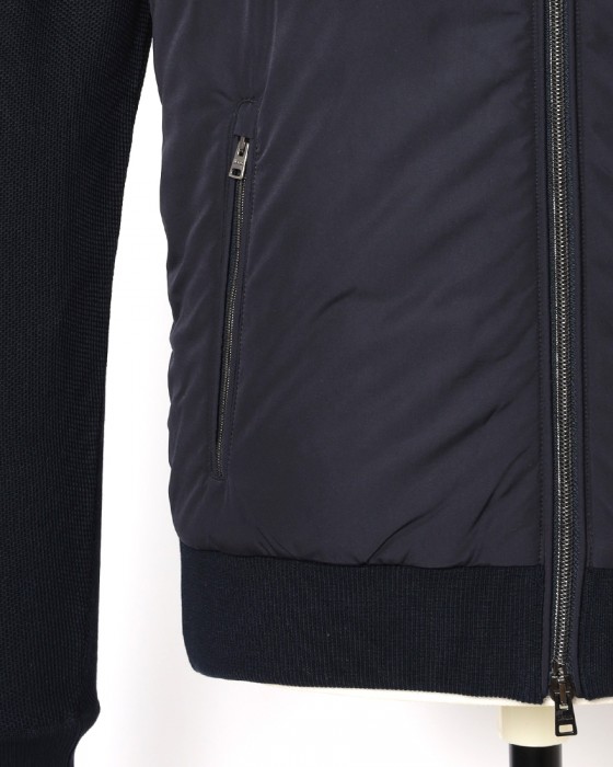 Herno異素材コンビ フーデッドニットブルゾン【Herno】07l