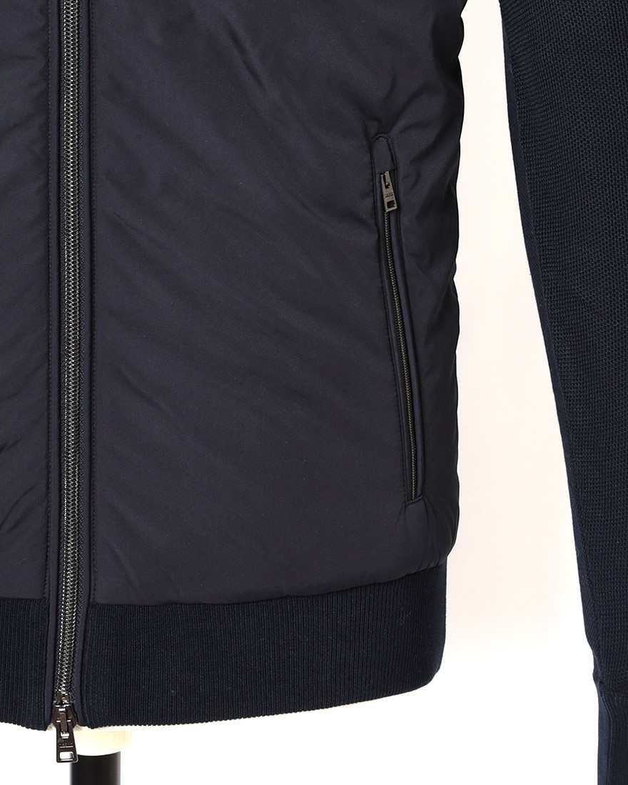 Herno異素材コンビ フーデッドニットブルゾン【Herno】08l