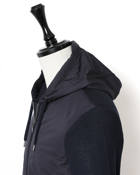 Herno異素材コンビ フーデッドニットブルゾン【Herno】10l