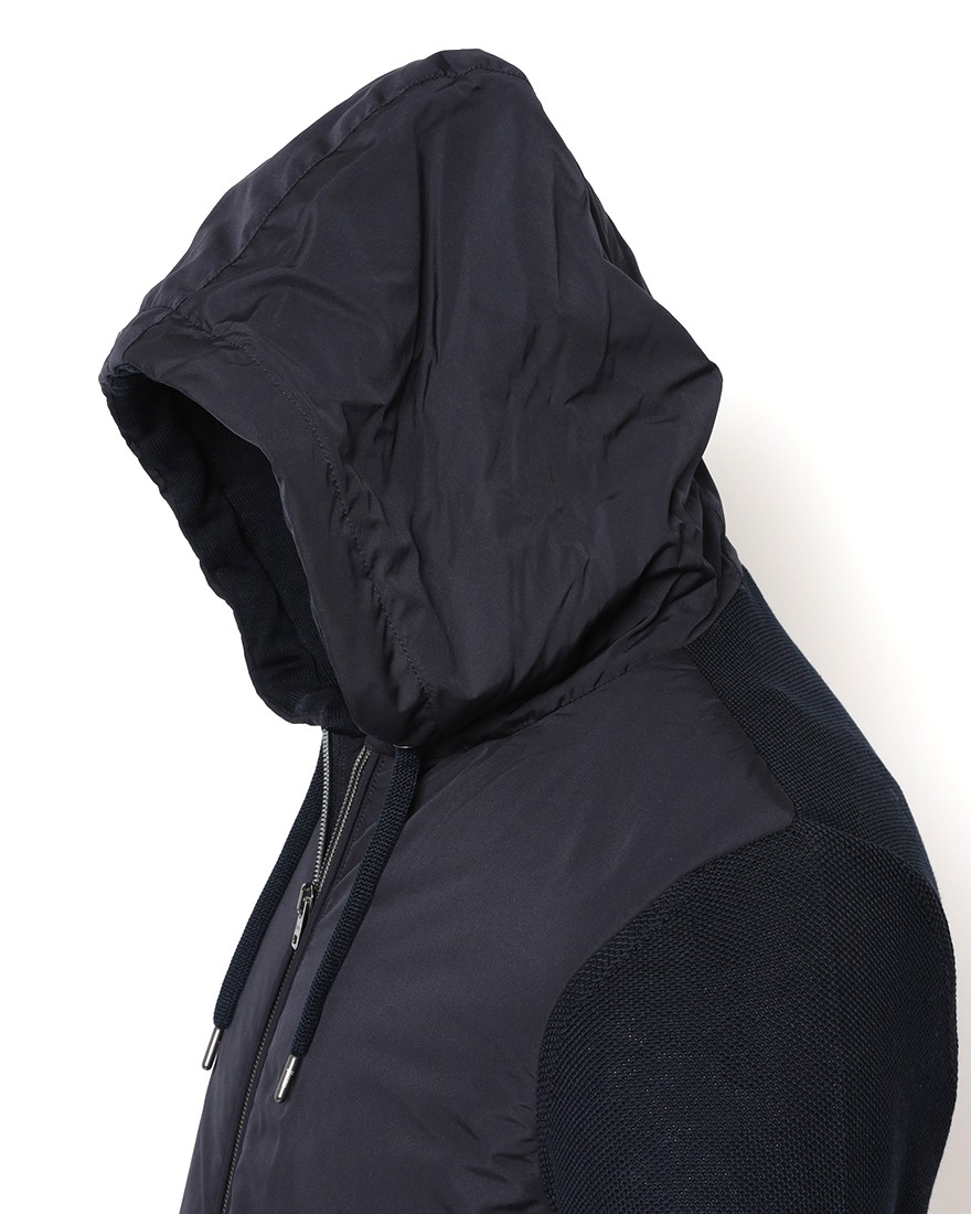 Herno異素材コンビ フーデッドニットブルゾン【Herno】11l