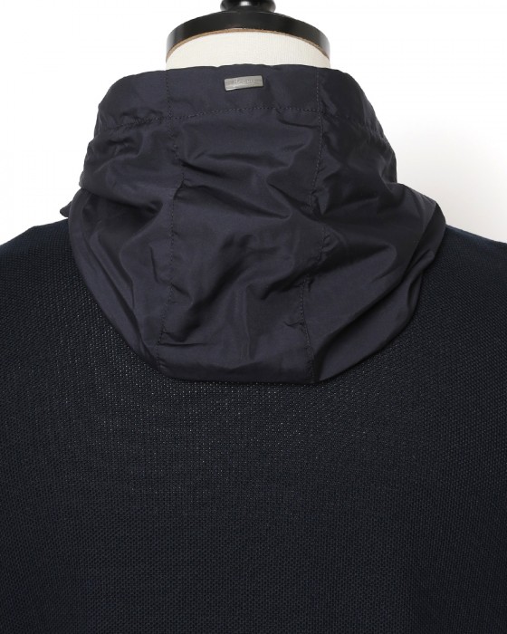 Herno異素材コンビ フーデッドニットブルゾン【Herno】12l
