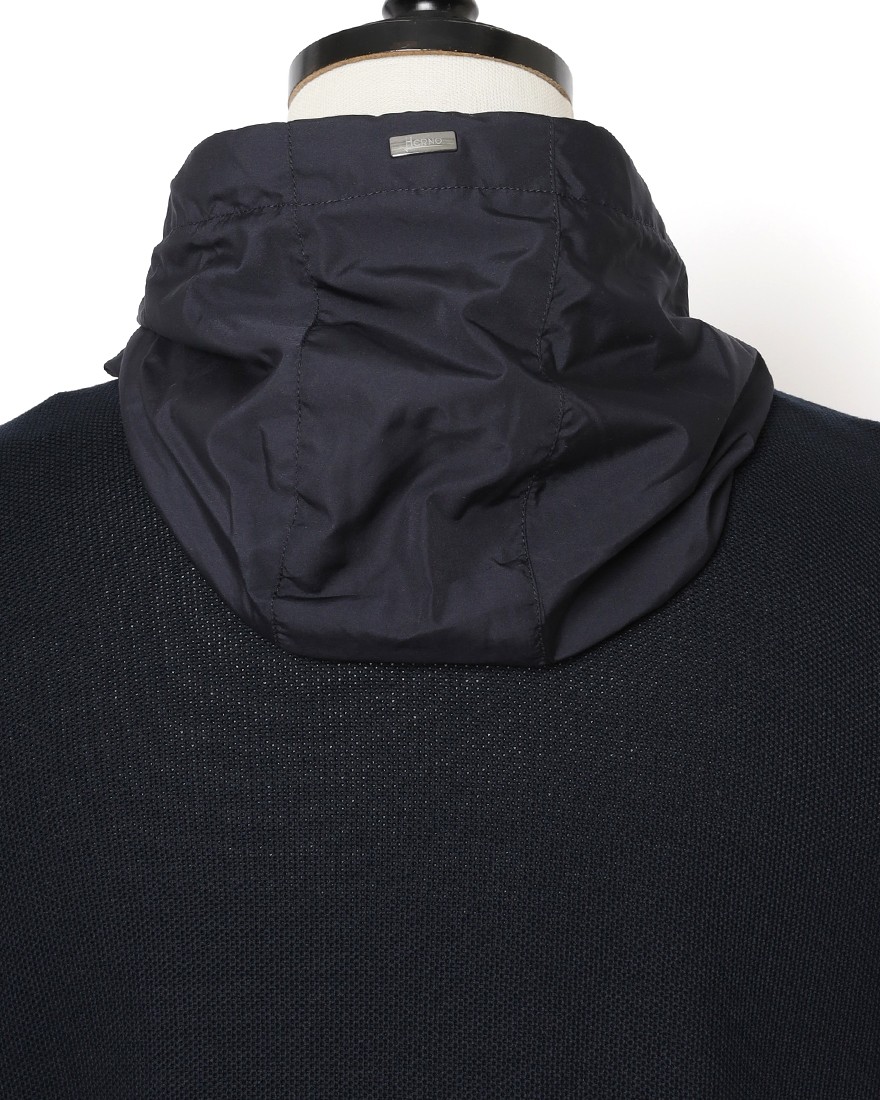 Herno異素材コンビ フーデッドニットブルゾン【Herno】12l