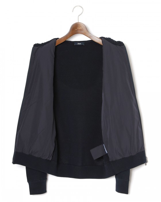 Herno異素材コンビ フーデッドニットブルゾン【Herno】16l