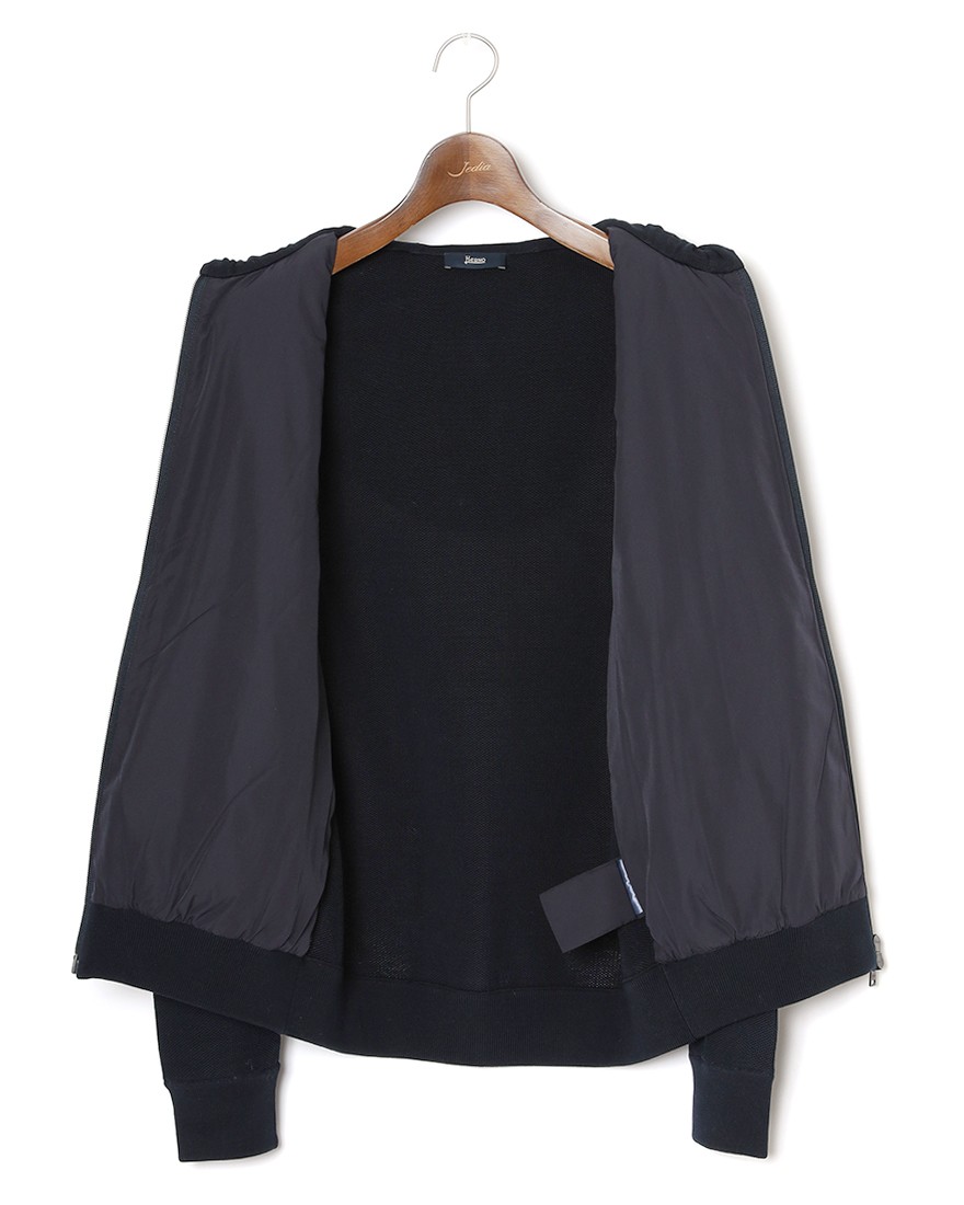 Herno異素材コンビ フーデッドニットブルゾン【Herno】16l