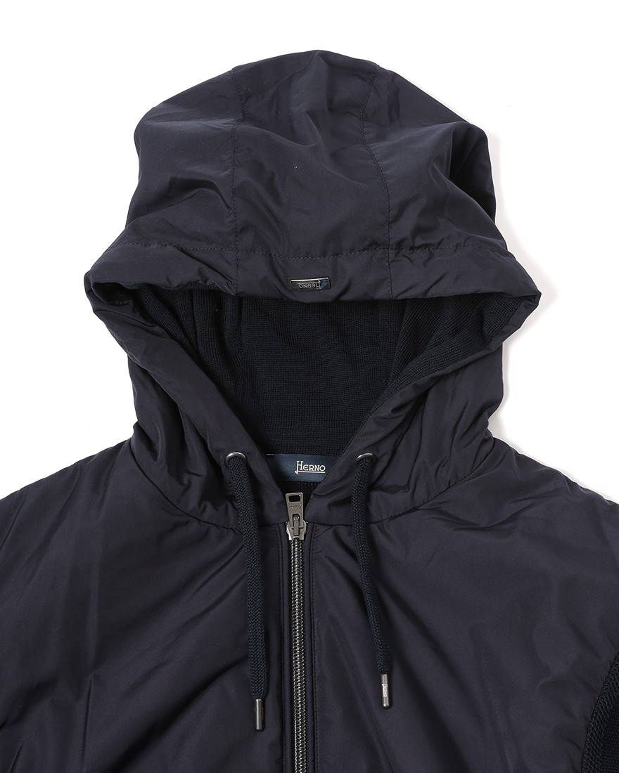 Herno異素材コンビ フーデッドニットブルゾン【Herno】18l