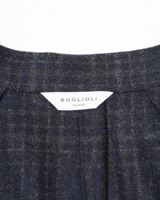 BOGLIOLIネイビーチェックウール 3Bジャケット【DOVER/ドーヴァー】12l