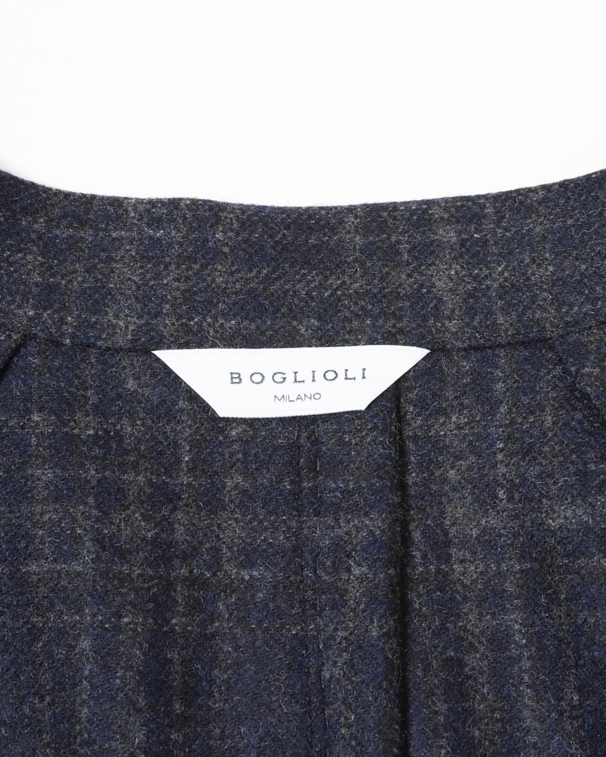 BOGLIOLIネイビーチェックウール 3Bジャケット【DOVER/ドーヴァー】12l
