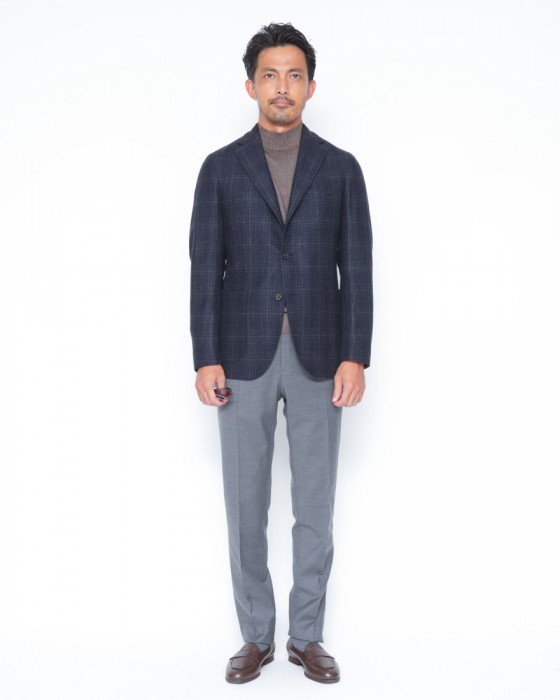 BOGLIOLIネイビーチェックウール 3Bジャケット【DOVER/ドーヴァー】28l