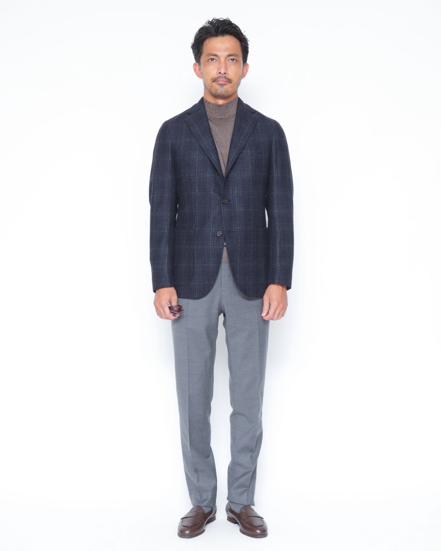 BOGLIOLIネイビーチェックウール 3Bジャケット【DOVER/ドーヴァー】28l