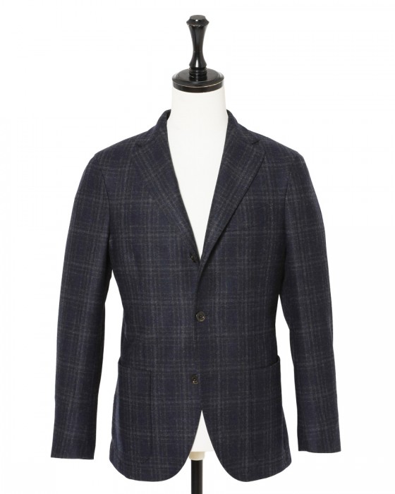 BOGLIOLIネイビーチェックウール 3Bジャケット【DOVER/ドーヴァー】c0