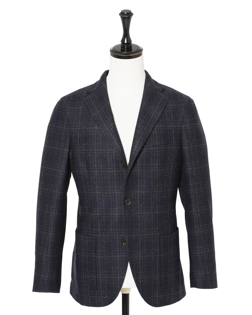 BOGLIOLIネイビーチェックウール 3Bジャケット【DOVER/ドーヴァー】c0