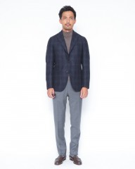 BOGLIOLIネイビーチェックウール 3Bジャケット【DOVER/ドーヴァー】mb_28l