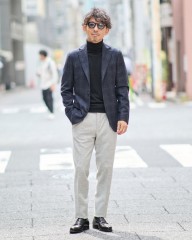 BOGLIOLIネイビーチェックウール 3Bジャケット【DOVER/ドーヴァー】mb_ma