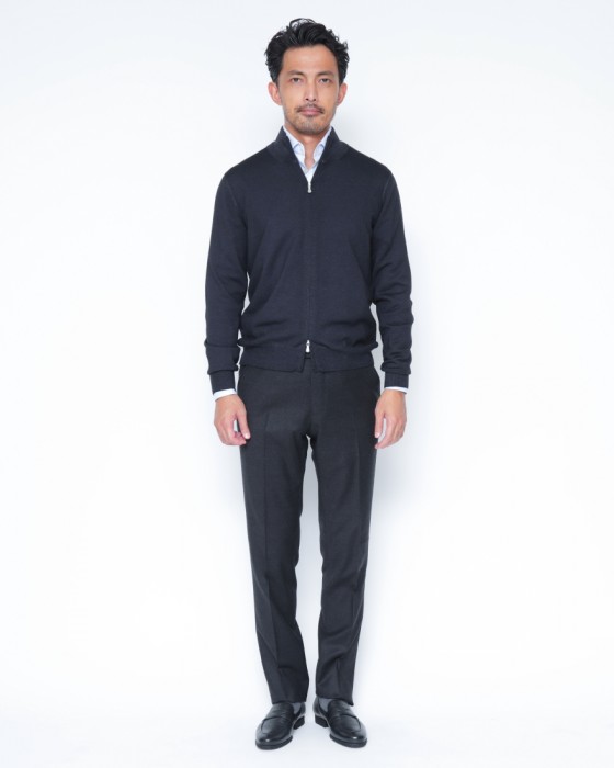 GRAN SASSO12Gガーメントダイ メリノウール ジップブルゾン16l