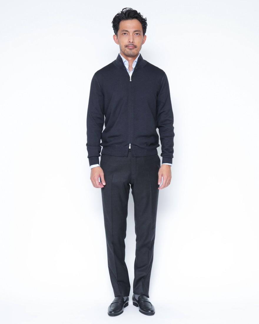 GRAN SASSO12Gガーメントダイ メリノウール ジップブルゾン16l