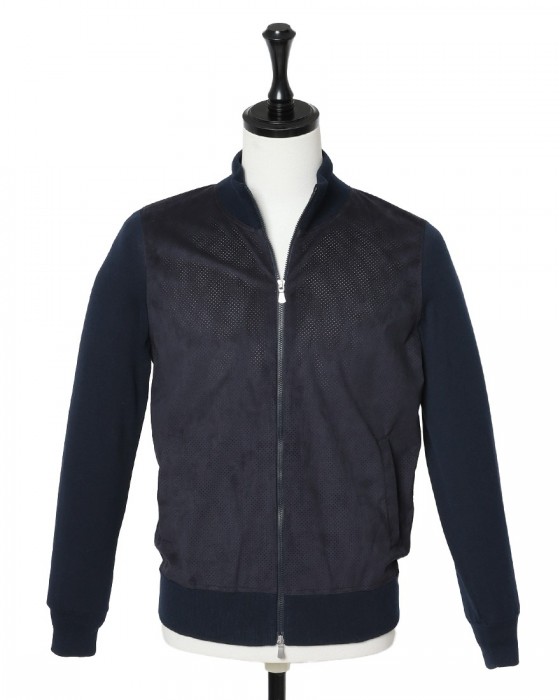 GRAN SASSOアルカンターラ パンチング ダブルジップ ブルゾンma