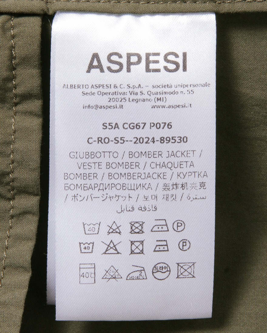 ASPESIコットンナイロン フルジップ シャツブルゾン20l