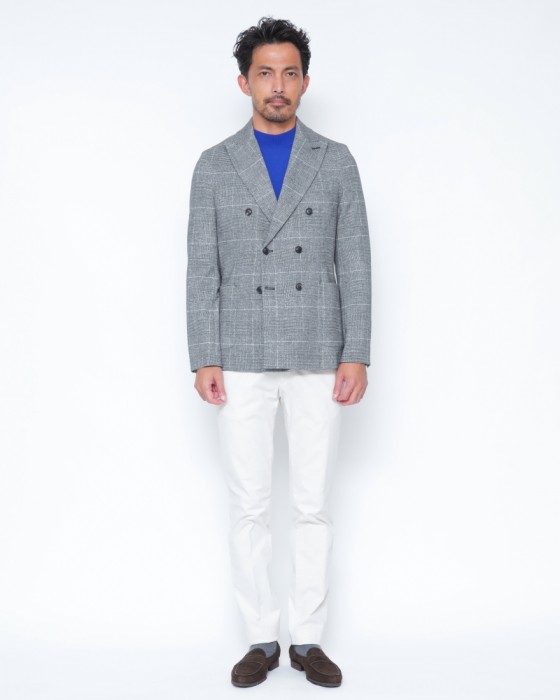 CIRCOLOライトフリース グレンチェック ダブルジャケット01l