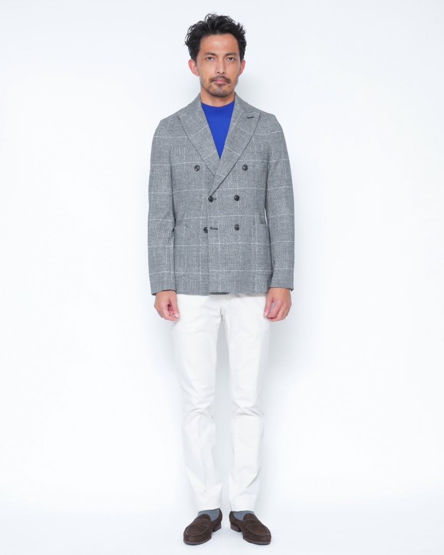 CIRCOLOライトフリース グレンチェック ダブルジャケット01l