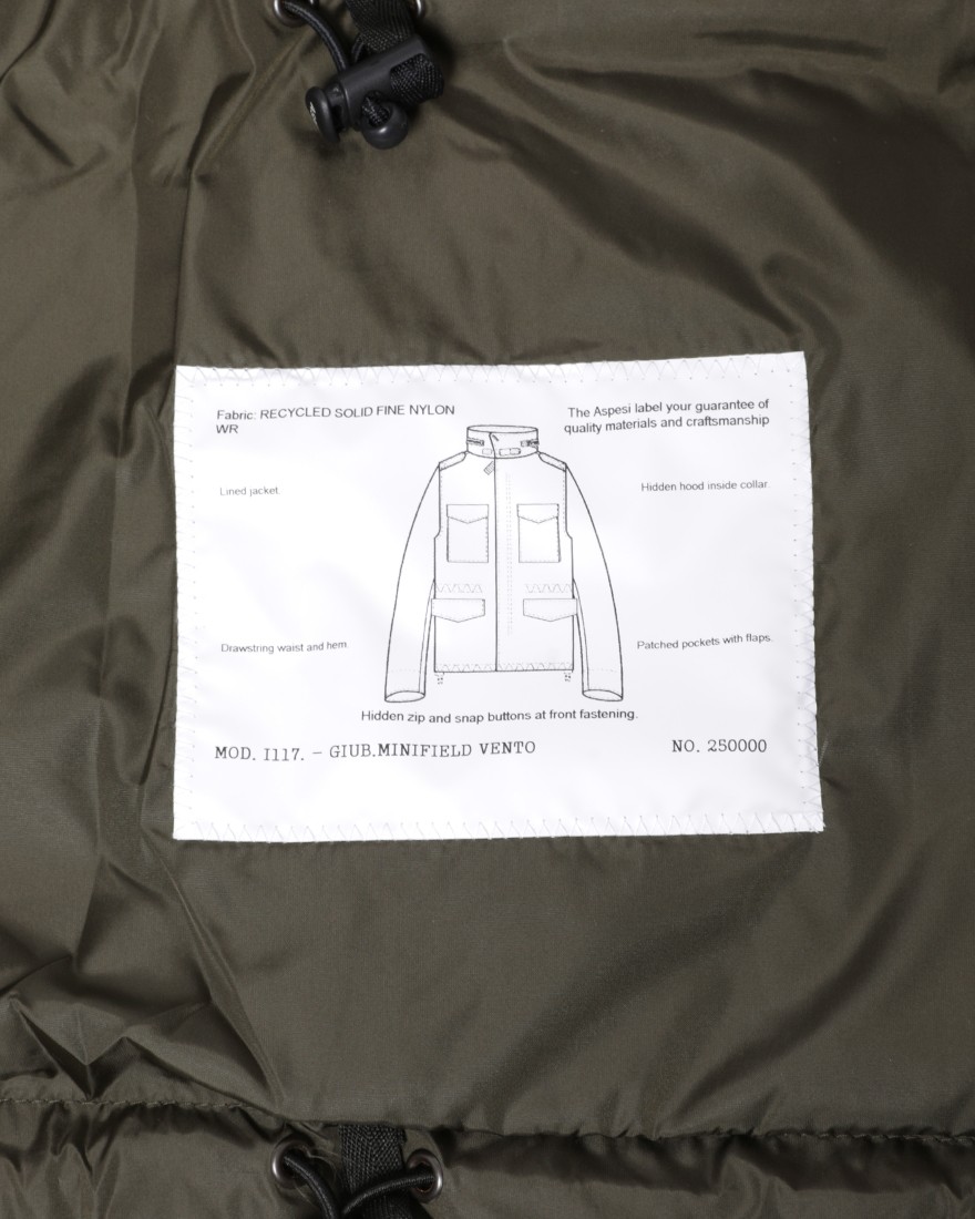 ASPESIM-65 リサイクルナイロン パッカブル ブルゾン【MINIFIELD VENTO/SLIM FIT】17l