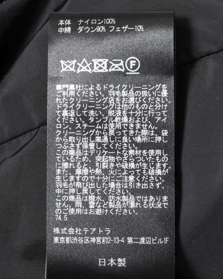 TEATORAスタンドカラー ショート ダウン ブルゾン【MUTE SCOPE S/L  EVA】19l