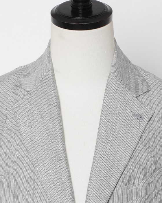 Finjack楊柳リネンコットンストライプ2B ジャケット05l