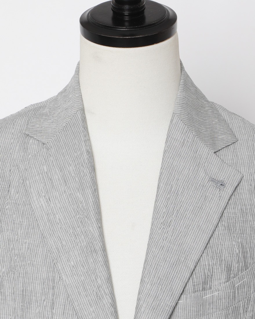 Finjack楊柳リネンコットンストライプ2B ジャケット05l