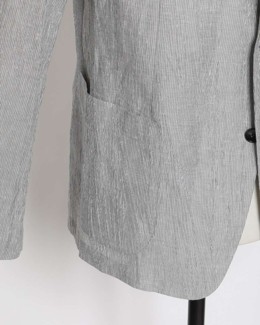 Finjack楊柳リネンコットンストライプ2B ジャケット06l