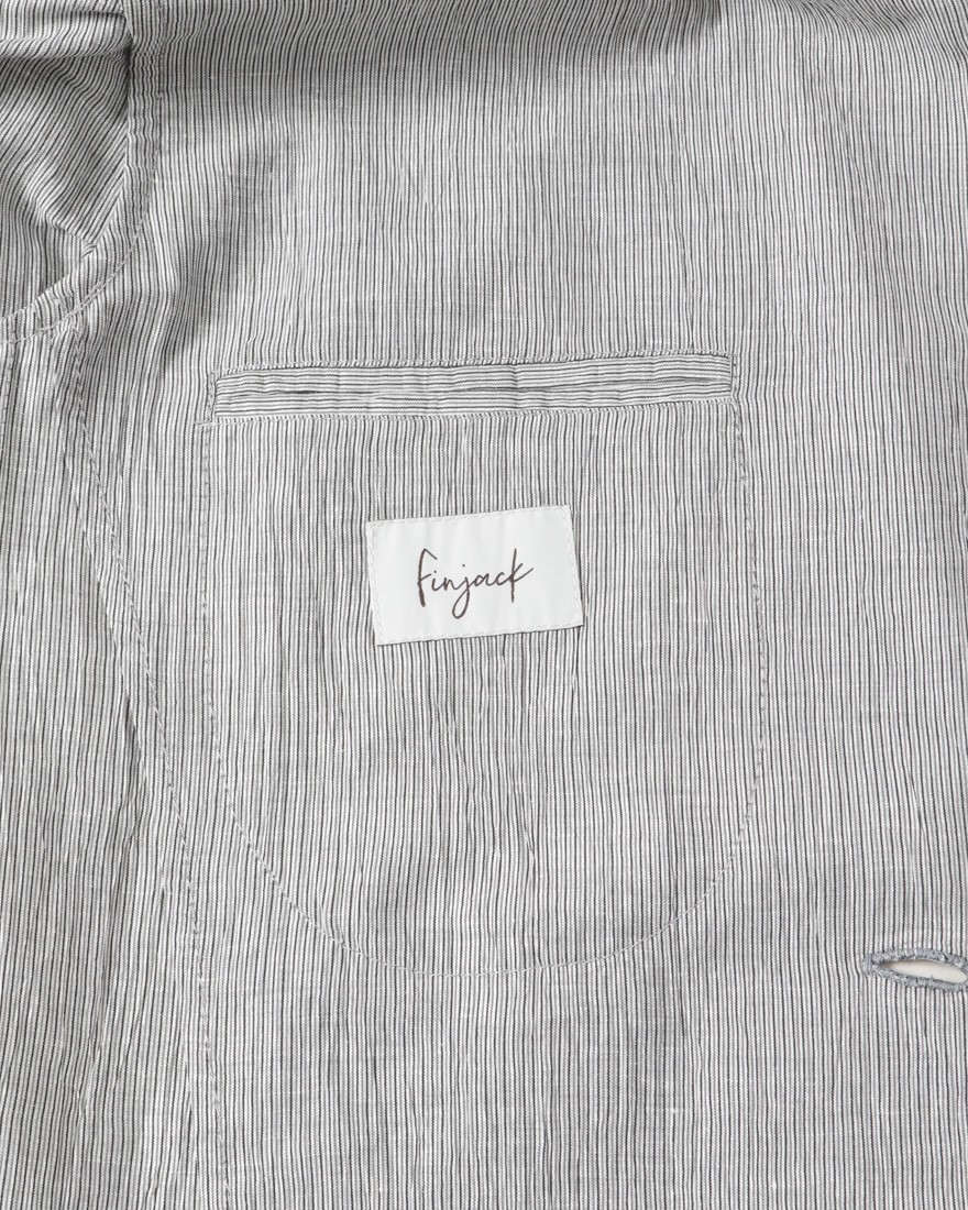 Finjack楊柳リネンコットンストライプ2B ジャケット17l