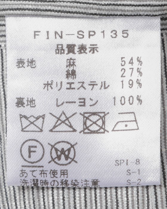 Finjack楊柳リネンコットンストライプ2B ジャケット23l