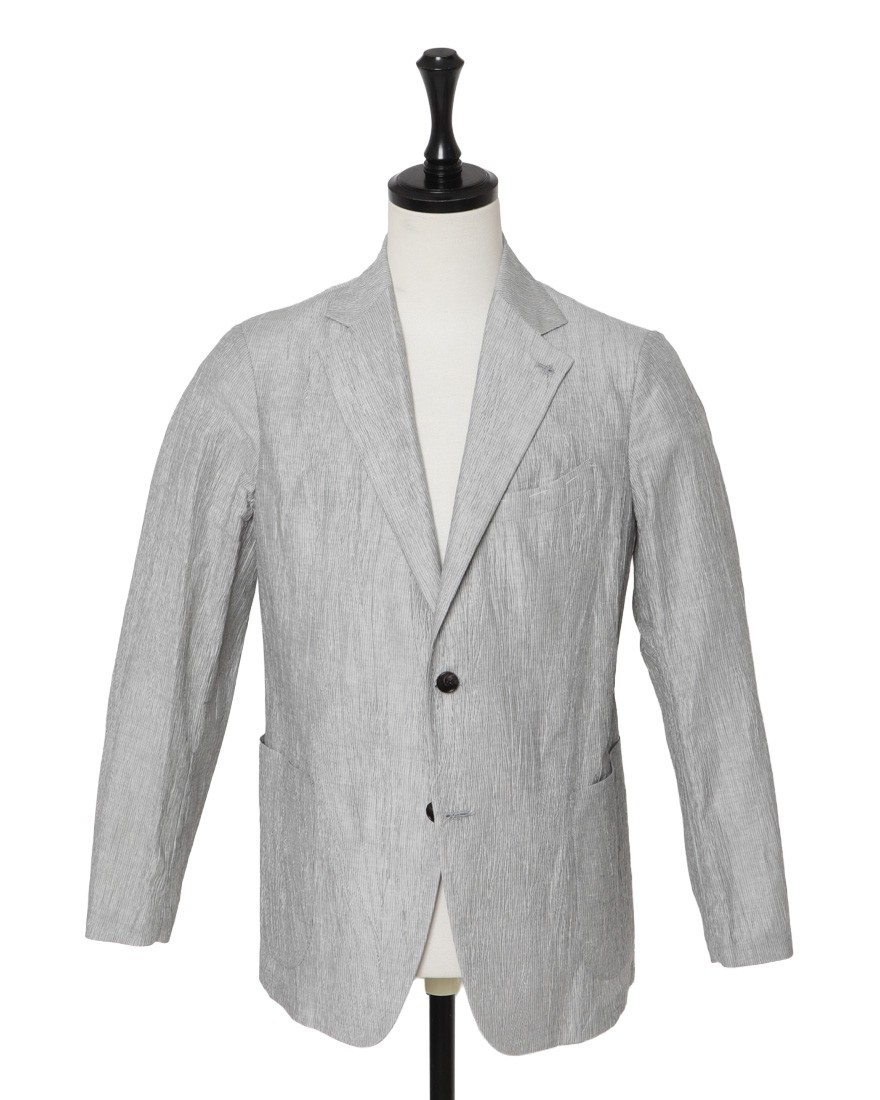 Finjack楊柳リネンコットンストライプ2B ジャケットma