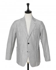 Finjack楊柳リネンコットンストライプ2B ジャケットmb_c0