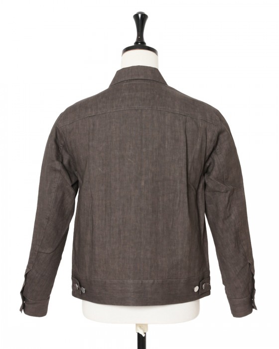 Jeanik2ndタイプ 墨染めリネン デニムジャケット【平織】04l