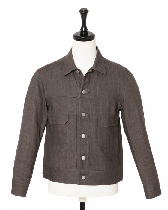 Jeanik2ndタイプ 墨染めリネン デニムジャケット【平織】c0