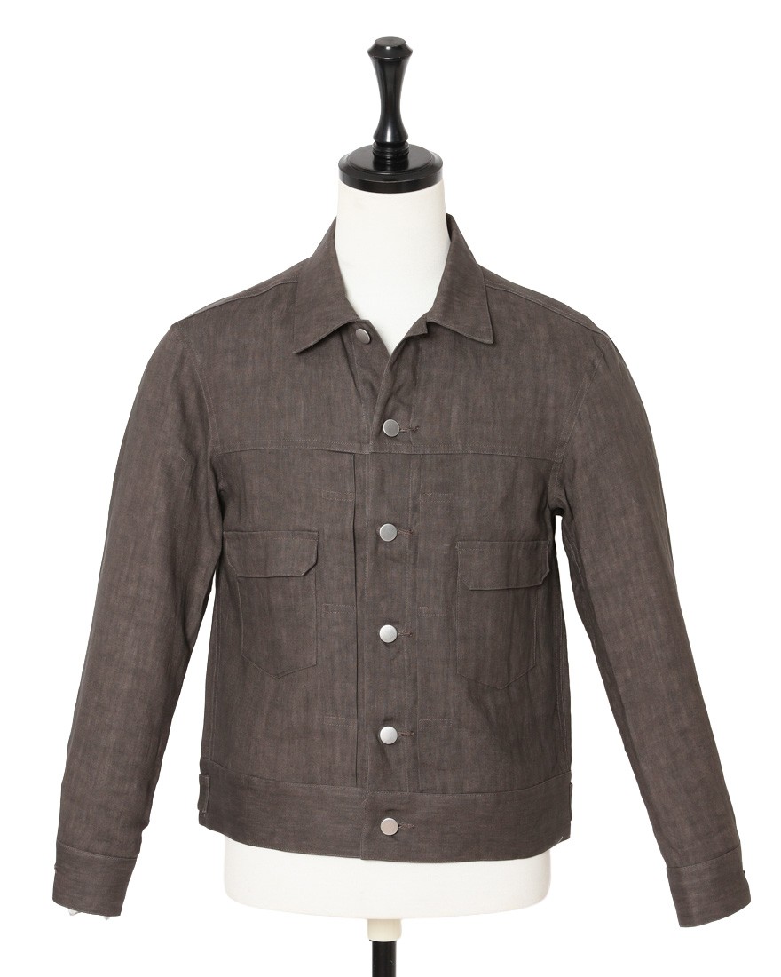 Jeanik2ndタイプ 墨染めリネン デニムジャケット【平織】c0