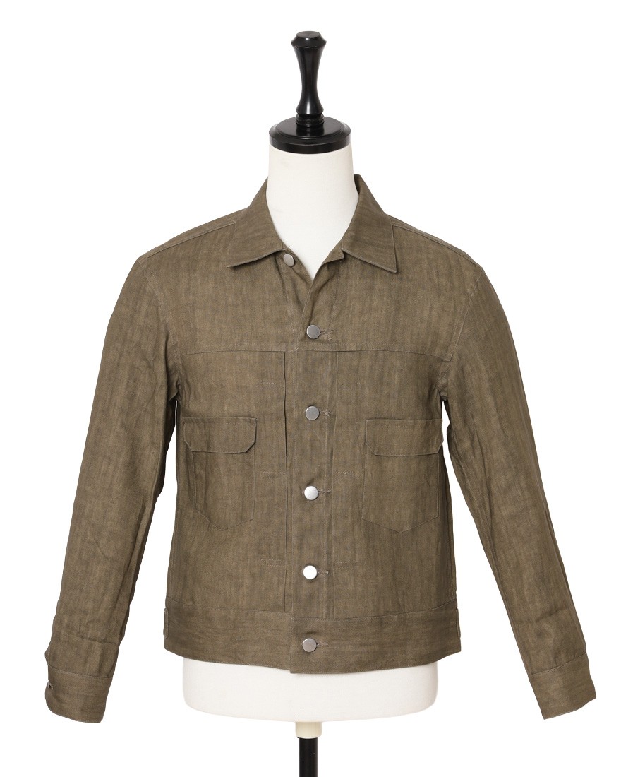 Jeanik2ndタイプ 墨染めリネン デニムジャケット【平織】c2