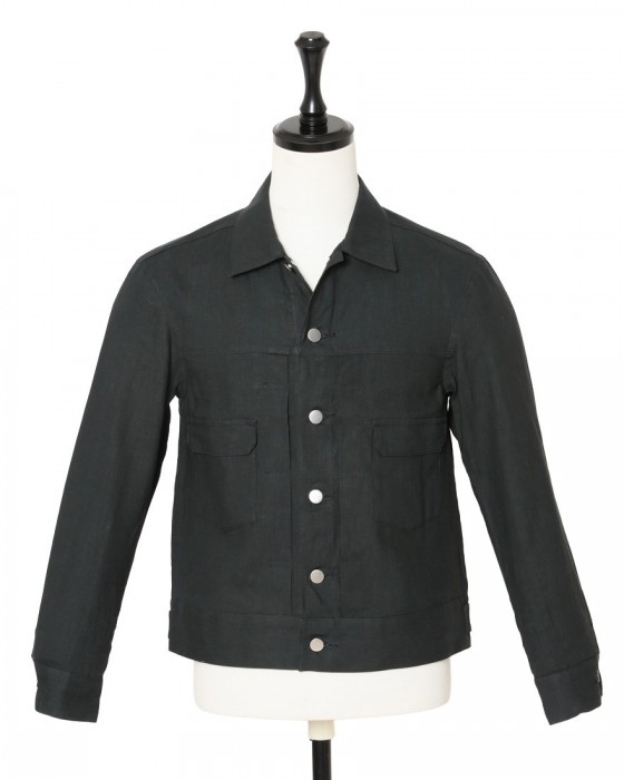 Jeanik2ndタイプ 墨染めリネン デニムジャケット【平織】ma