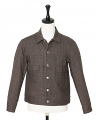 Jeanik2ndタイプ 墨染めリネン デニムジャケット【平織】mb_c0