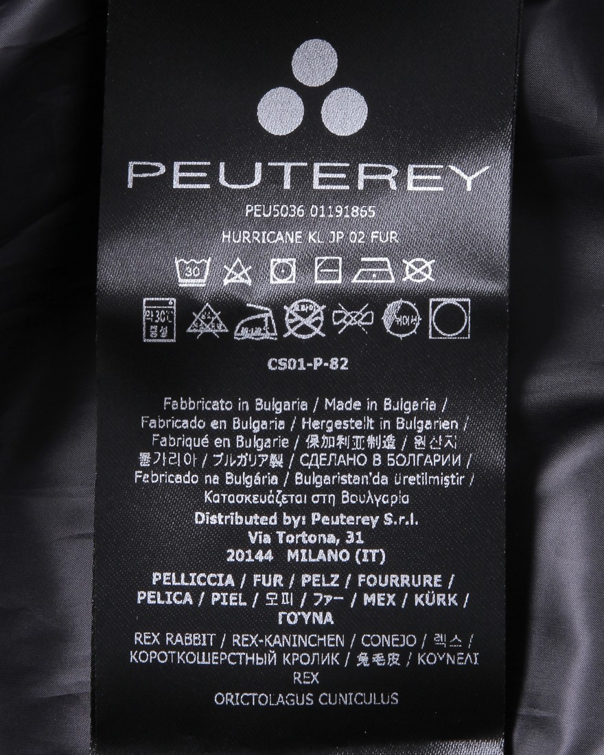 PEUTEREYレッキスラビットファー付きベルテッドダウン【HURRICANE KL JP】28l